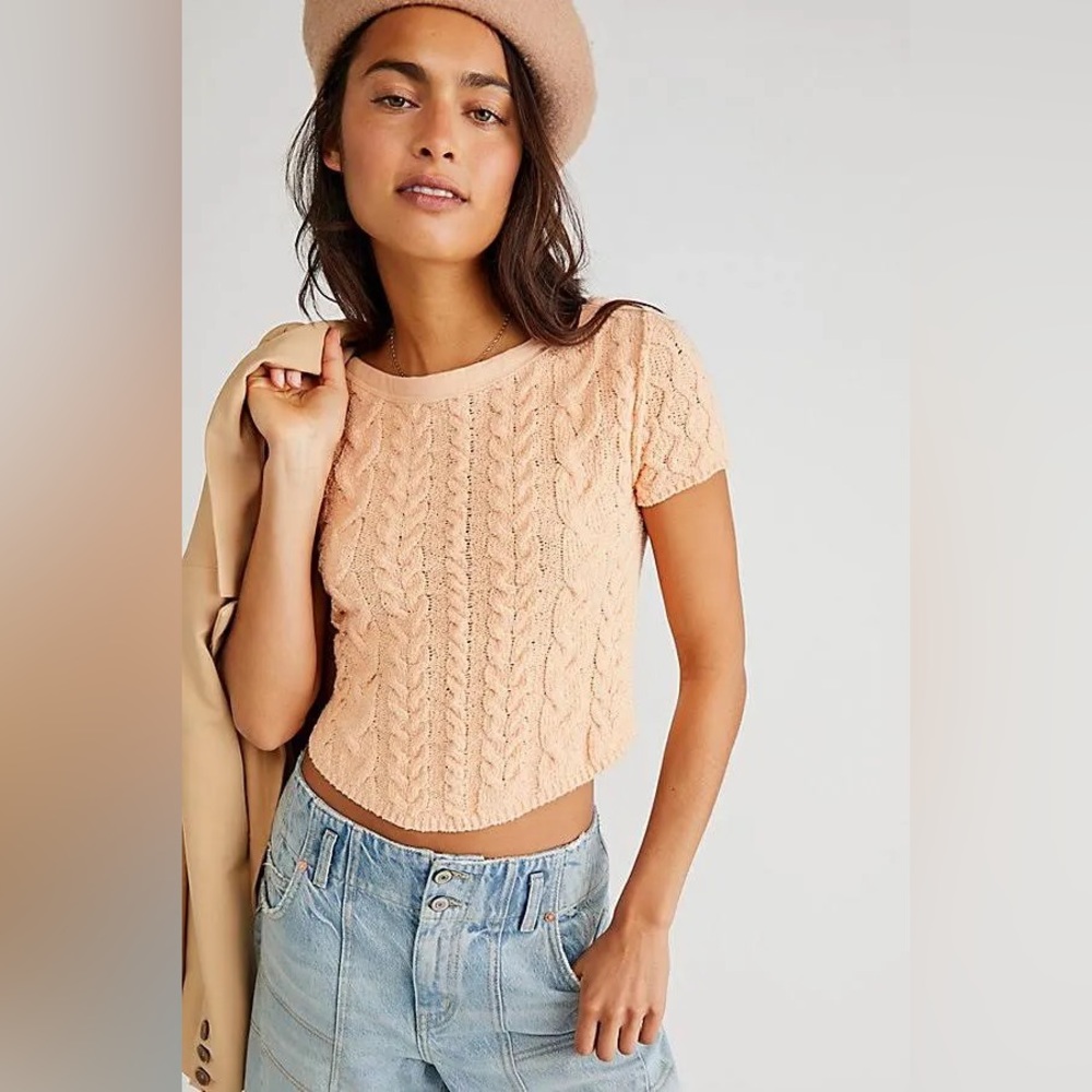 Free People Baby Cable Tee in Belle Of Georgia NWT